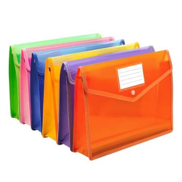 Imagem de Pasta de arquivo expansível de plástico, pastas envelope para documentos, organizador de pastas de arquivos com fecho de pressão, pasta de arquivos transparente à prova d'água, grande capacidade