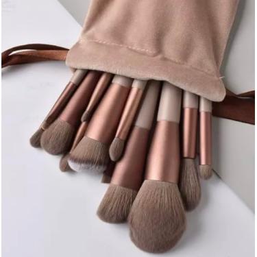 Imagem de kit 13 pincel de maquiagem completo (Marrom)