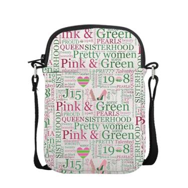 Imagem de POFULL Sorority Gift 1908 Bolsa tiracolo rosa e verde fraternidade preta grega presente de irmandade parafernália presente, Sisterhood 1908