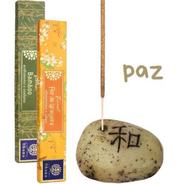 Imagem de Queimador Incensario Porta Incenso Pedra Japonesa Amor Esperança Paz V