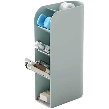 Imagem de Porta-lápis de mesa, multifuncional, suporte de lápis de grande capacidade, suporte decorativo de mesa para pincéis de maquiagem, artigos de papelaria (azul)