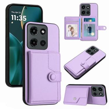 Imagem de Moment Dextrad Capa para celular Moto G 2025, carteira com 5 compartimentos múltiplos, [bloqueio RFID] Proteção interna de couro de camada dupla de TPU, capa flip com suporte para Moto G 5G 2025 (roxa