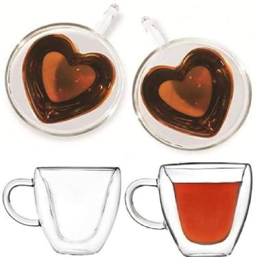 Imagem de Xicara Caneca De Coração p/ Chá Café Vidro Duplo - Impo
