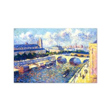 Imagem de MUHJDYC Impressão em tela famosa de arte de parede - imagem de paisagem urbana em tela - reprodução de pintura de arte de artista - pôster para decoração de casa (cais) 60 x 90 cm - 23 x 35 polegadas