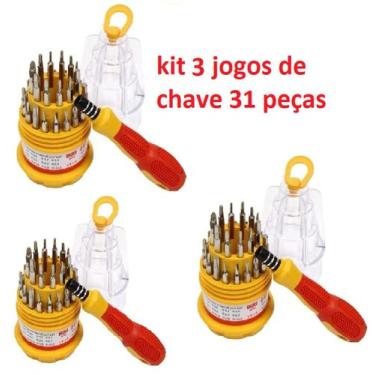 Imagem de Kit 3 Jogos Ferramentas 31 Chaves - Alen Torx Fenda Philips - dgs