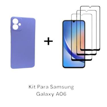 Imagem de 1UN Capa Violeta Case Aveludada Para Samsung Galaxy A06 + 3UN Película