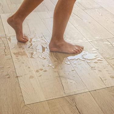 Imagem de Protetor de piso de plástico de vinil transparente retangular quadrado transparente para piso de madeira - protetor de tapete grande antiderrapante de azulejo decorativo, lavável em PVC cortável sob a