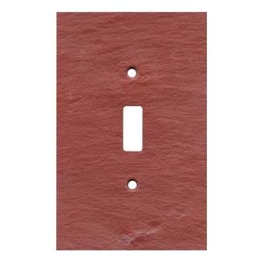 Imagem de Placa de parede elétrica SWITCH HITS Outlet 1 interruptor | Placa frontal de capa de interruptor de luz única | Vermelho ardósia Vermont decorativo - Tom natural da terra | 1 Gang, 8,3 cm L x 12,7 cm