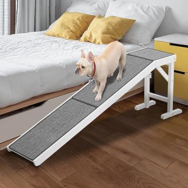 Imagem de MEWANG Rampa Para Cama De Cachorro - Animais Estimação Com Carpete Antiderrapante E Plataforma Superior 74" Comprimento Rampas Cães Pequeno Médio Porte Sofá, Ou Sofá X 16" 25", Branca