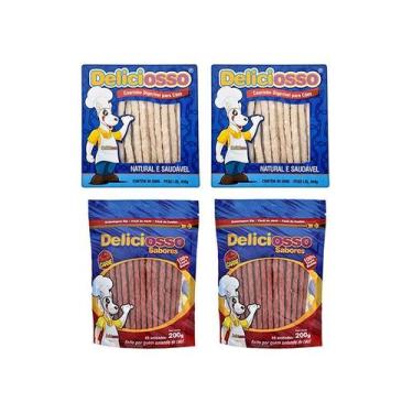 Imagem de 2 Caixas Ossinho Para Cães Palito Fino Natural E 2 Pacotes Ossinho Pal