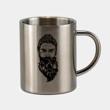 Imagem de Caneca de Inox Premium Prateada 400ml CACHIMBO BARBUDO - Criatics