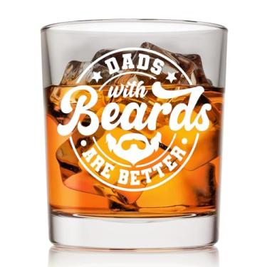 Imagem de Voatok Copos de uísque Dad 283 g, presentes engraçados para o Dia dos Pais, Dads with Beards Are Better, Old Fashioned Rocks, copos para homens bebendo Scotch Bourbon Cocktail Liquor Vodka