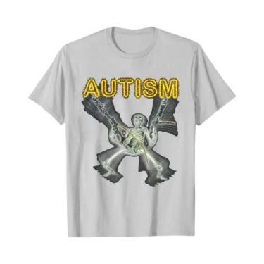 Imagem de Camiseta Feminina Retrô Esqueleto - Autismo Conscientização - Design E