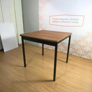 Imagem de Mesa Jantar Industrial Compacta 80cm  Base U em Metalon  Para Sala de 