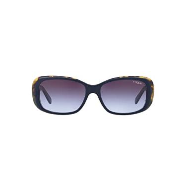 Imagem de Vogue Eyewear Óculos de sol femininos armação Havana escura, lentes gradientes marrom polar, 55 mm, Azul/tartaruga/violeta gradiente cinza escuro, 55 mm