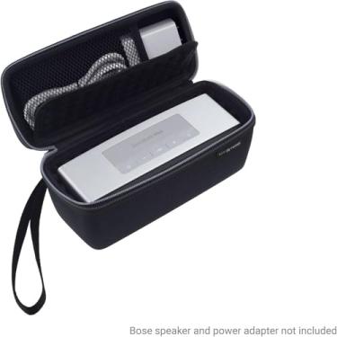 Imagem de Capa de transporte ecológica para Bose Soundlink Mini 1 e 2 projetada para proteger e transportar – Interior acolchoado com bolhas para alto-falante e dock – Bolso de malha para armazenar adaptador de energia, Carry Case, Case for Bose Soundlink Mini 1 and 2