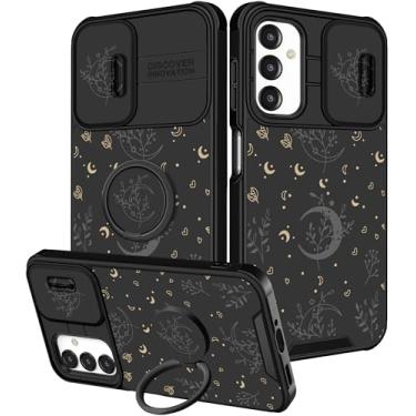 Imagem de Goocrux Capa para celular Samsung Galaxy A16 5G - Capa de telefone feminina feminina lua estrelas estética exclusiva design bonito capa de câmera deslizante com suporte de anel para Samsung A16 5G