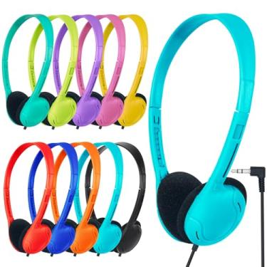 Imagem de ZNXZXP Fones de ouvido infantis a granel, pacote com 10 para sala de aula, estudantes, crianças, meninos, meninas, adolescentes e adultos, conjunto de fones de ouvido para estudantes, computador,