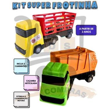 Imagem de Kit 2 Caminhão Brinquedo Coletor De Lixo E Boiadeiro Articulado Com An