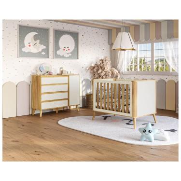 Imagem de Berço Retro 3x1 e cômoda Théo Moveis Peroba MDF