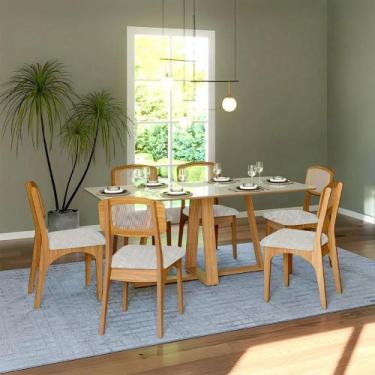 Imagem de Mesa Jantar 180cm com 6 Cadeiras Sala Jantar Dalla Costa MDF - Dalla C