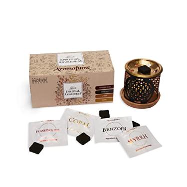 Imagem de Aromafume Kit inicial de tijolos de incenso de consciência espiritual com um difusor de incenso exótico Flower of Life (contém 12 tijolos – 3 incenso, 3 mirra, 3 benzoína, 3 copal)