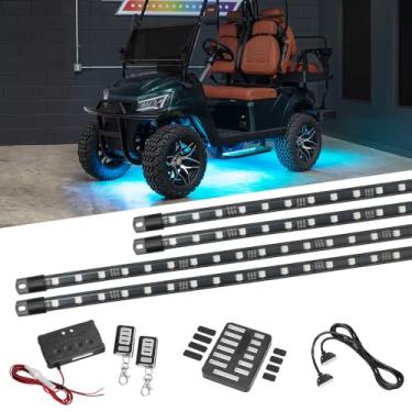 Imagem de LEDGlow Kit de iluminação neon expansível de 4 lugares com LED expansível milhões de cores para carro EZGO Yamaha Club - Serve para bateria de 12 volts - Tubos flexíveis resistentes à água - Modelo