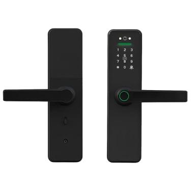 Imagem de Fechadura Inteligente Wifi Preta, Desbloqueio via Wi-Fi, App Tuya, Senha e Cartão, Controle Remoto e Acesso Flexível, Ideal para Segurança Residencial e Comercial