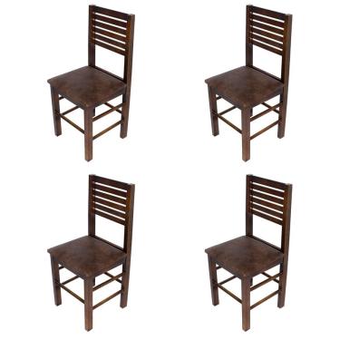 Imagem de Kit 4 Cadeiras Fixas Imbuia Estofadas Marrom Laguna Em Madeira Maciça Para Bares Marrom