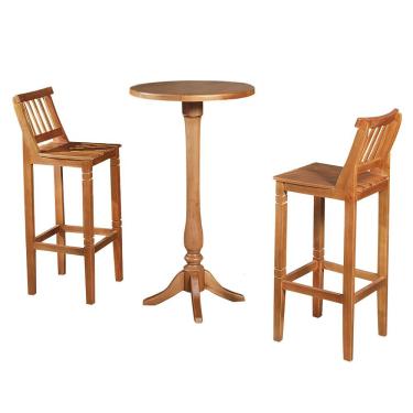 Imagem de Conjunto Bistrô Mesa Com 2 Banquetas Confort Ripada Castanha - Marrom