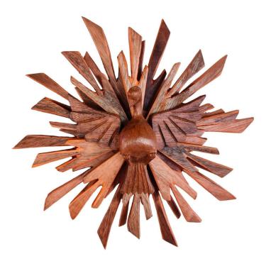Imagem de Divino Resplendor Espírito Santo Madeira Artesanal 80cm Cor Madeira Natural