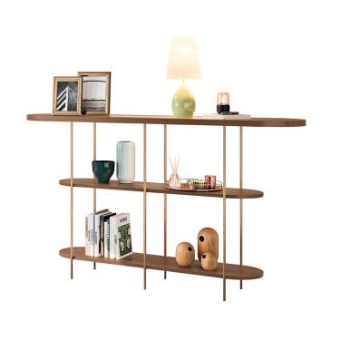 Imagem de Aparador Decorativo Sala De Estar Walker Pés Em Aço Tampo Vidro Castanho G26 - Gran Belo