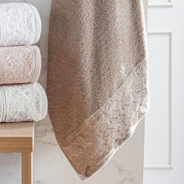 Imagem de Toalha De Rosto Broderie 50x75cm 100% Algodão 400g-m² Marrom