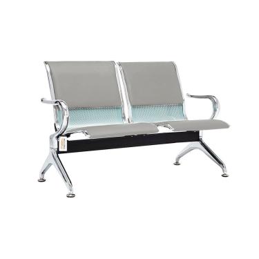 Imagem de Cadeira Longarina Com Est Cromada 2 Lugares Colors Cinza Claro