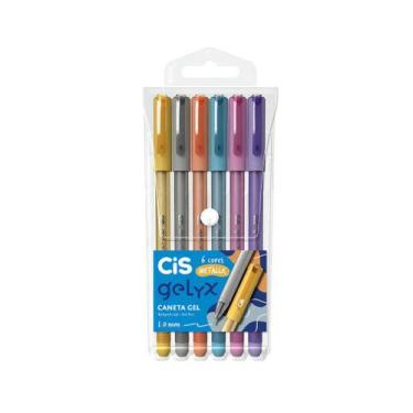 Imagem de Kit Caneta Gel 6 Cores Gelyx Metalicas Cis Tinta Colorida