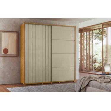 Imagem de Roupeiro Monet 100% MDF ripado 2 portas de correr 4 gavetas - Cumaru O