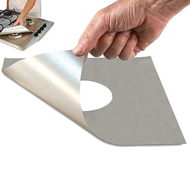 Imagem de Cooks Innovations Capas Antiaderentes Quadradas Para Queimadores De Fogão A Gás - Tampa Reutilizável Resistente Ao Calor Queimadores, Protetor Fogão, Corte Sob Medida, Prata, Pacote Com 4