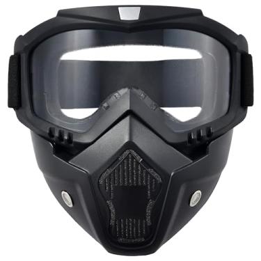 Imagem de PLOOTA Máscara De Paintball, Capacete Motocicleta, Óculos Pilotagem Com Facial Removível, Filtro Bucal Quente À Prova Neblina Alça Ajustável Antiderrapante, Bala Vintage Para Luta Motocross