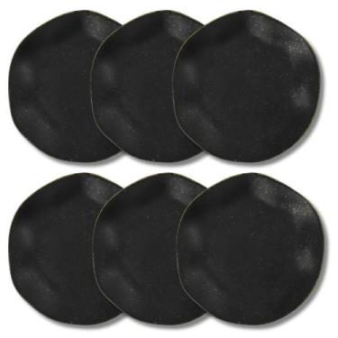 Imagem de Jogo 6 Pratos Sobremesa 21,5cm Ryo Volcano Preto Fosco Oxford Porcelan