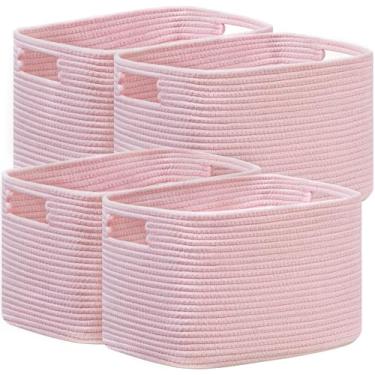 Imagem de UBBCARE Pacote com 4 Cestas de Prateleira, Cestas de Armazenamento Maiores para Organização(14,5'' Lx 9,84'' Wx 9'' H), Organizador de Cesta para Brinquedos de Cachorro, Livros, Ro (Pacote Com 4 Unida