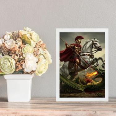 Imagem de Quadro Decorativo São Jorge Valente Guerreiro 33x24cm - com vidro - Qu