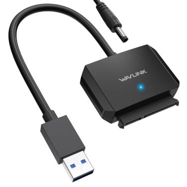 Imagem de WAVLINK Cabo de disco rígido SATA para USB tipo A, USB 3.0 de 5 Gbps, suporta UASP, conector SATA I/II/III de disco rígido externo, SSD/HDD de 2,5 polegadas e HDD de 3,5 polegadas até 20 TB, adaptador