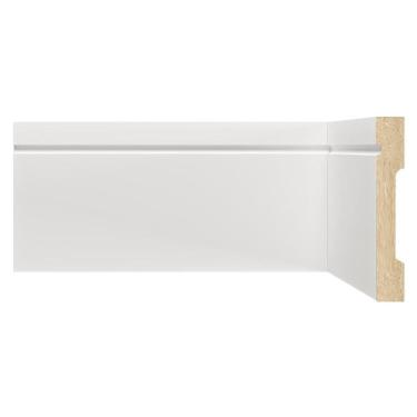 Imagem de Kit Rodapé de MDF 3 Barras Frisadas de 10cm x 2,40m Rende 7,2 Metros Moldufama Branco