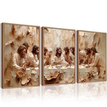 Imagem de A Última Ceia Pintura de Parede Jesus Cristão Tela Decoração de Parede Pôster Bíblia Religiosa Arte Cristã Arte Católica Última Ceia Imagem para Sala de Jantar Sala de Estar 30 x 40 cm Sem Moldura