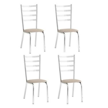 Imagem de Conjunto 4 cadeiras Laura cromada para cozinha ou sala de jantar super