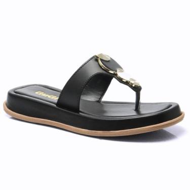 Imagem de Sandalia Feminina Plataforma Chinelo Papete Flat Confort, Preto, 37