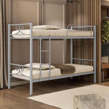 Imagem de Beliche Tubolar em Aço Domus Reforçada para Pousadas, Alojamentos Cinz