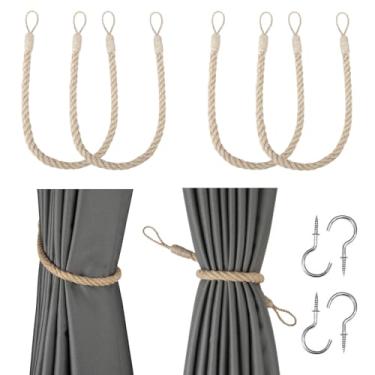 Imagem de BEL AVENIR Amarrações De Cortina De Juta, Cordas De Amarração, Prendedores De Cortina Artesanais (Juta, Pacote Com 4)