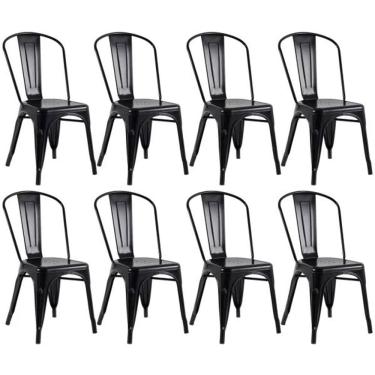 Imagem de Kit com 8 Cadeiras Empilhavel Tolix Preto Fosca – Estilo Industrial e Conforto para Qualquer Ambiente