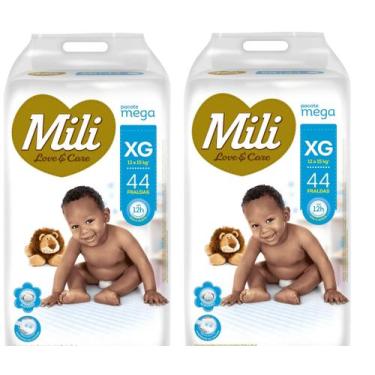 Imagem de Kit 2 Fralda Infantil Love & Care XG Mega 44 Unidades - Mili